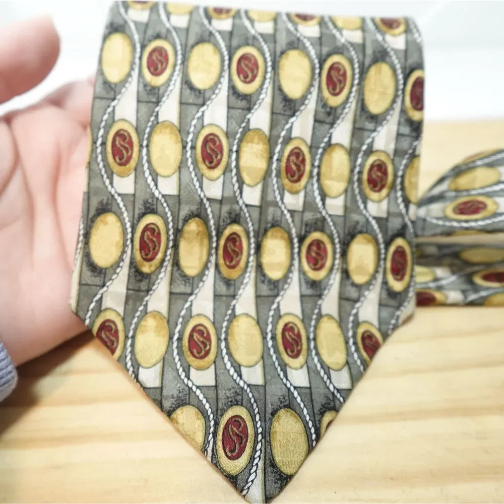 Vintage Shore &‎ Singer Neck tie 100% silk Retro Made In USA Geometric
